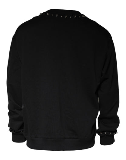 Dolce &amp; Gabbana – Schwarzes Pullover-Sweatshirt mit Logo und Nieten