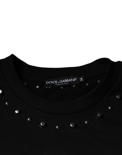 Dolce &amp; Gabbana – Schwarzes Pullover-Sweatshirt mit Logo und Nieten