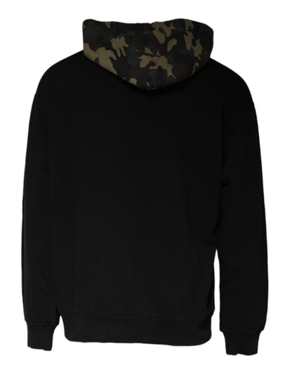 Dolce &amp; Gabbana – Schwarzes Sweatshirt mit Kapuze und Camouflage-Muster