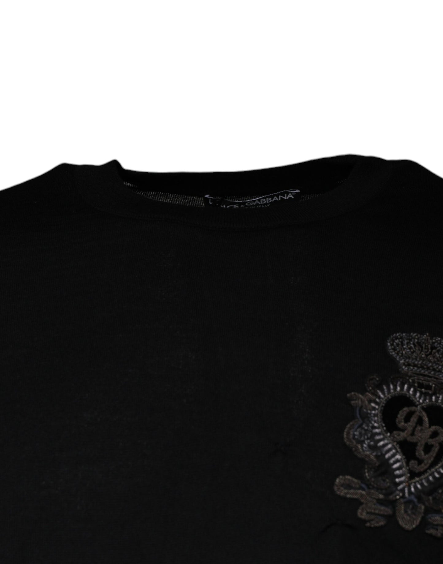 Dolce &amp; Gabbana – Schwarzer Pullover mit Rundhalsausschnitt und Herzkrone