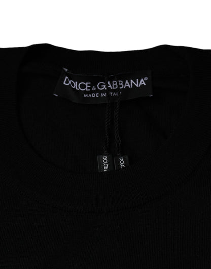 Dolce &amp; Gabbana – Schwarzer Pullover mit Rundhalsausschnitt und Herzkrone