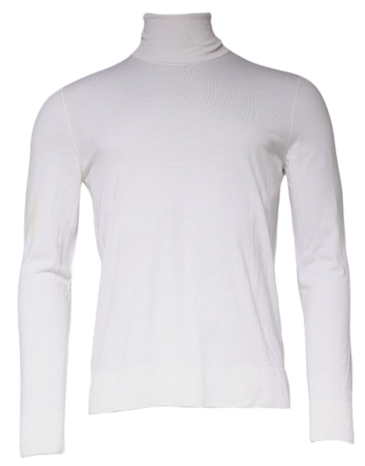 Dolce & Gabbana White Long Sleeve Turtleneck Men Pullover Sweater