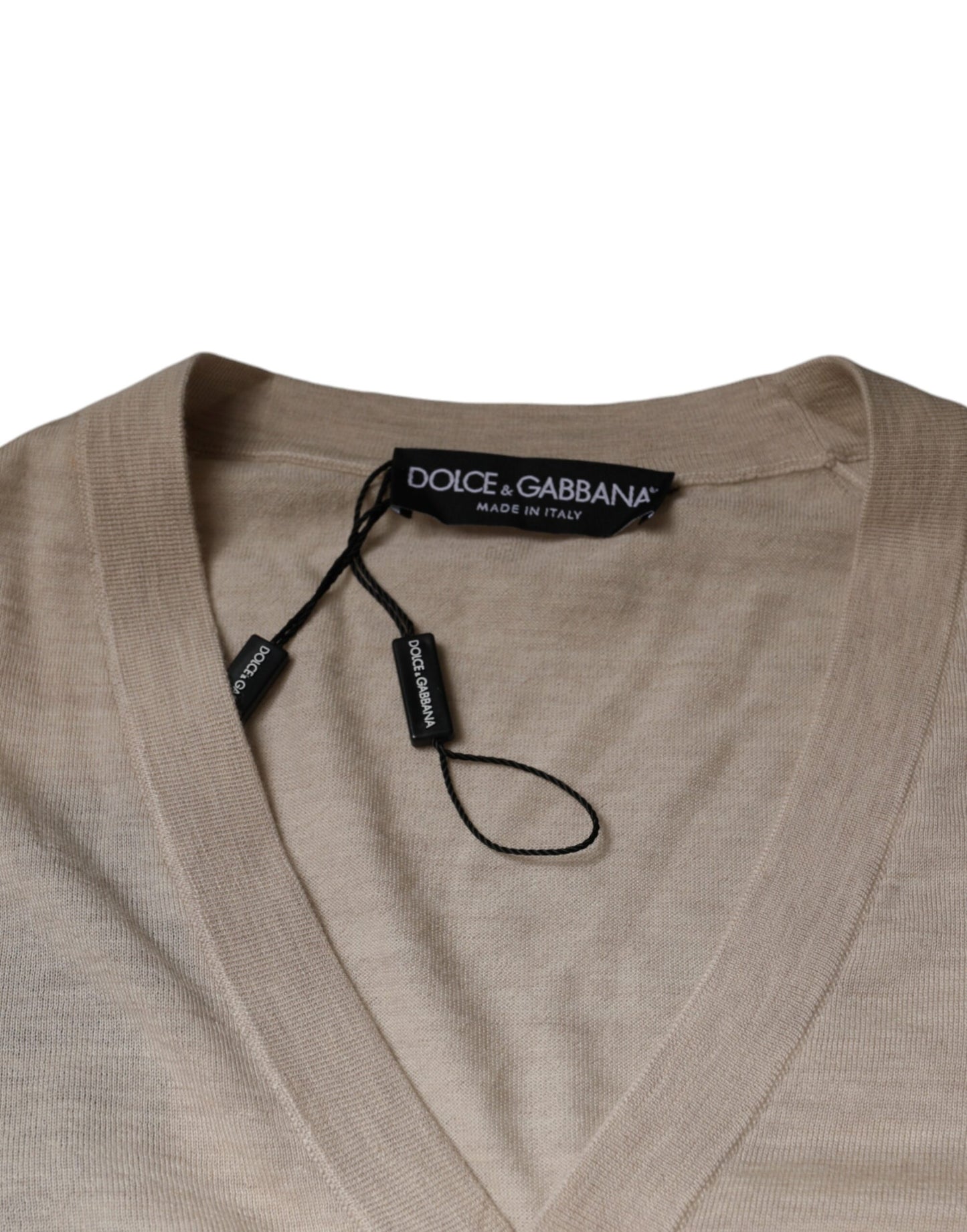 Dolce &amp; Gabbana – Beigefarbener Cardigan aus Kaschmir mit Knopfleiste