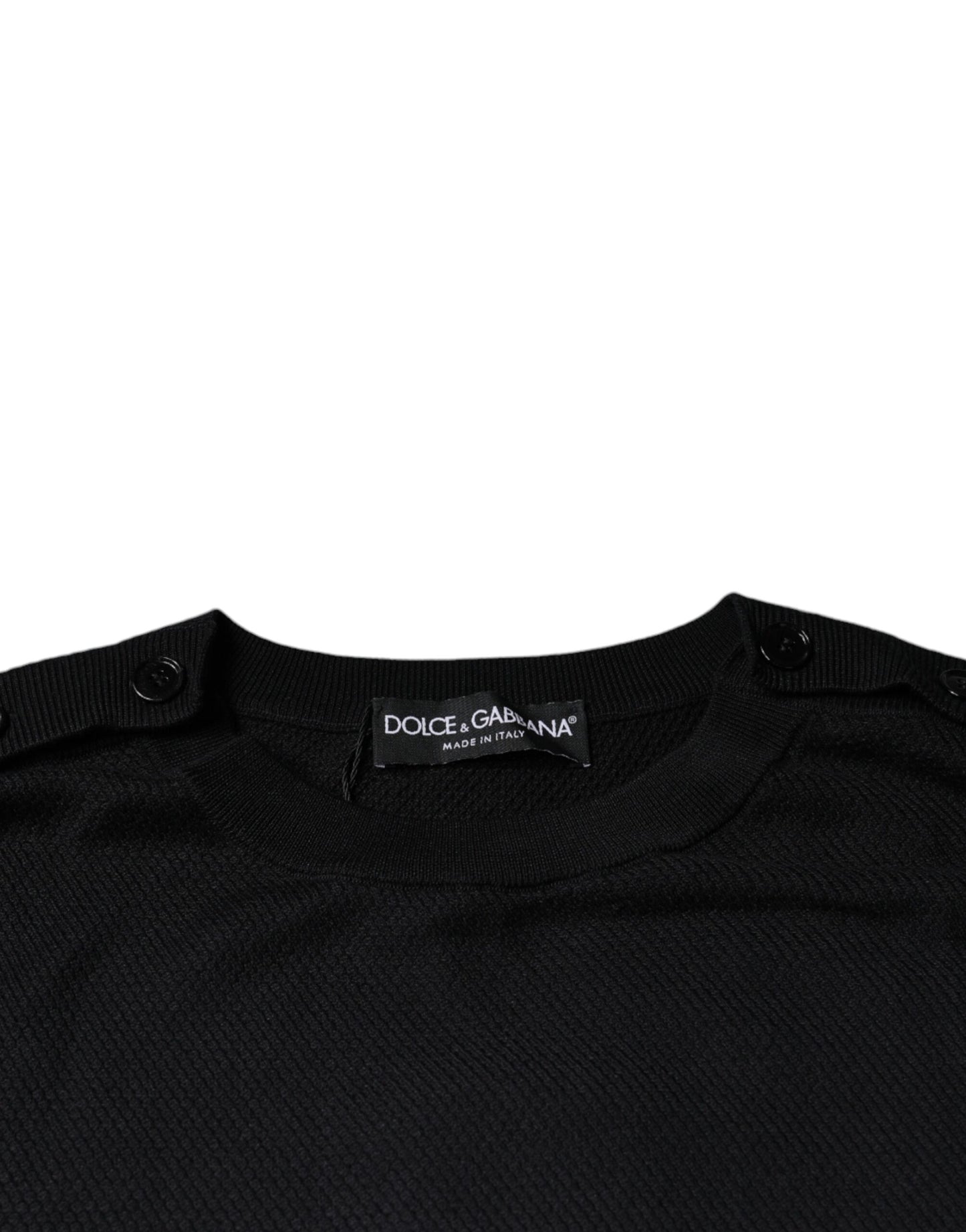 Dolce &amp; Gabbana – Schwarzer Pullover mit Rundhalsausschnitt und langen Ärmeln