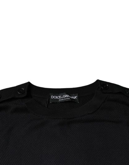 Dolce &amp; Gabbana – Schwarzer Pullover mit Rundhalsausschnitt und langen Ärmeln