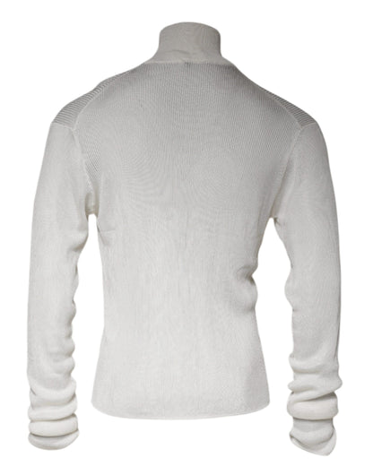 Dolce &amp; Gabbana Weißer langärmeliger Rollkragenpullover für Herren