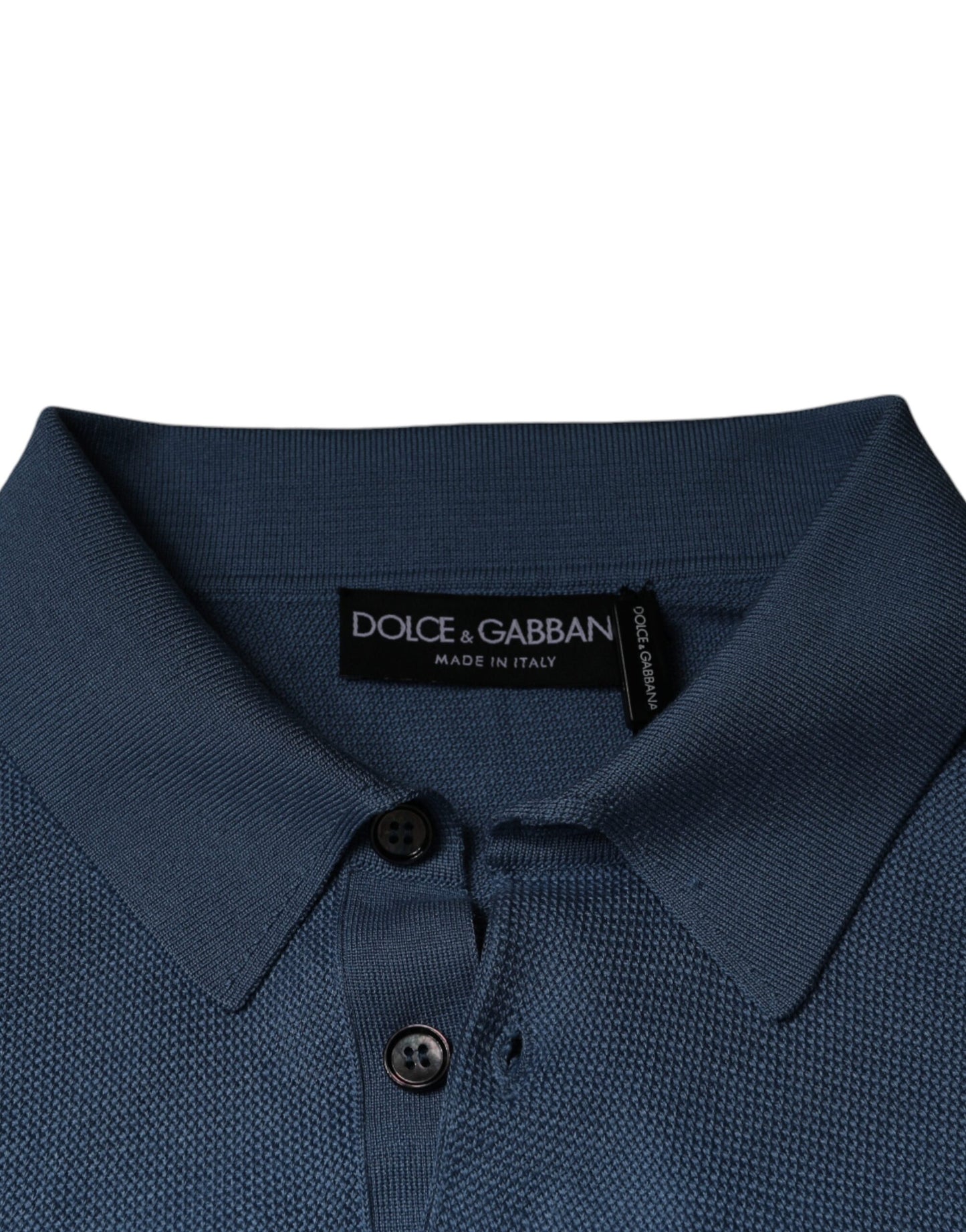 Dolce &amp; Gabbana Himmelblauer Pullover mit Seidenkragen für Herren