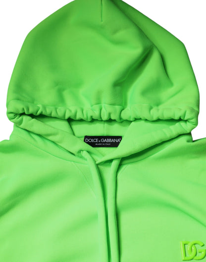 Dolce & Gabbana Green Logo Hooded Pullover Men Sweatshirt Sweater