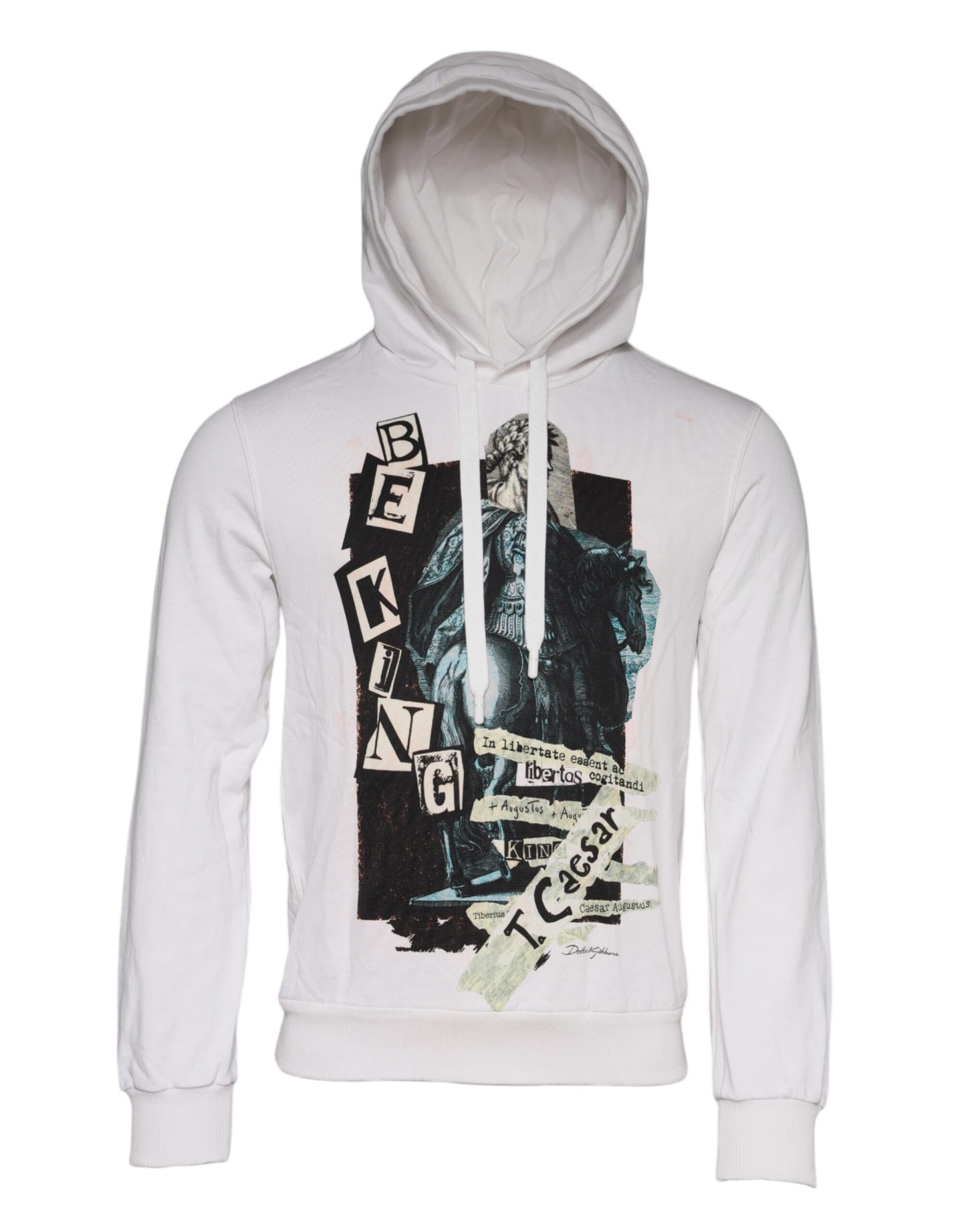 Dolce & Gabbana White Caesar Cotton Hooded Pullover Sweater