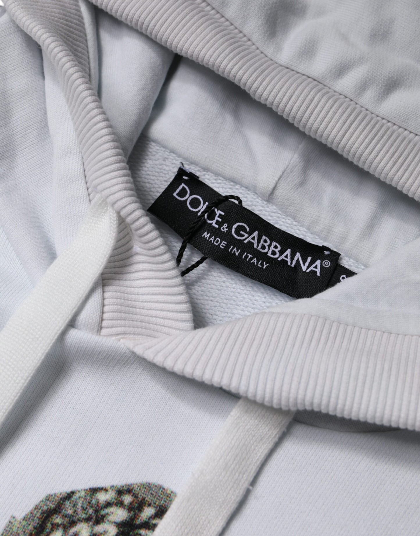 Dolce &amp; Gabbana Weißer Caesar-Kapuzenpullover aus Baumwolle