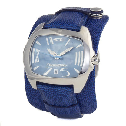 Chronotech - Uhr mit blauem Lederarmband