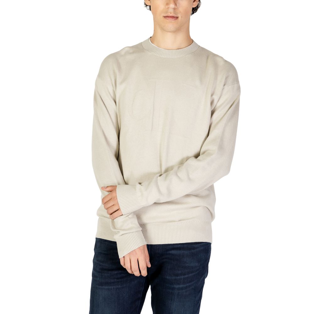 Calvin Klein Jeans – Beigefarbener Pullover aus Bio-Baumwolle