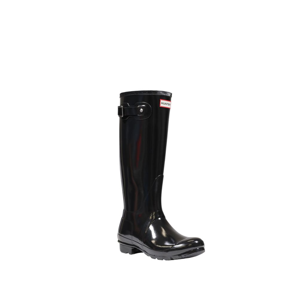 Hunter – Schwarzer Stiefel aus recyceltem Polyester