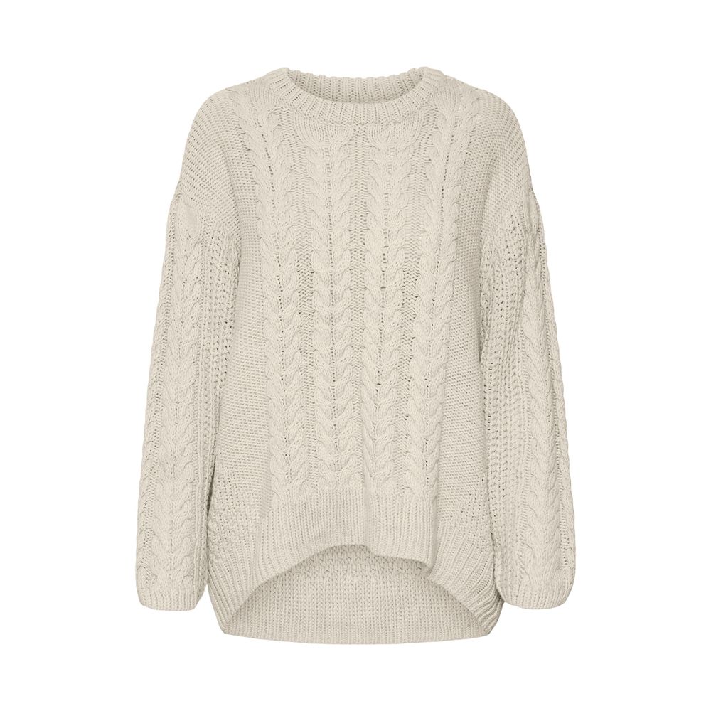 Vero Moda – Beigefarbener Baumwollpullover