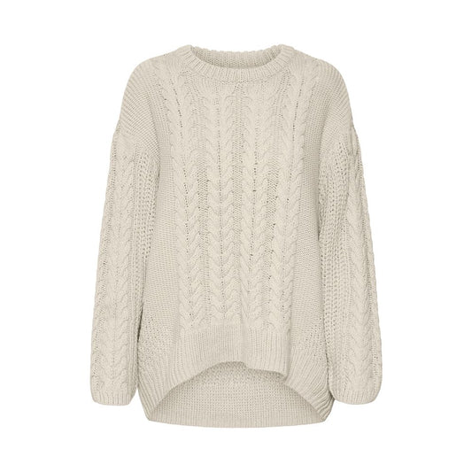 Vero Moda – Beigefarbener Baumwollpullover