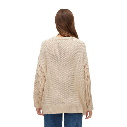 Vero Moda – Beigefarbener Baumwollpullover