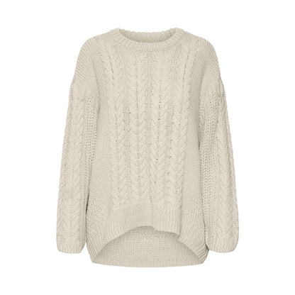 Vero Moda – Beigefarbener Baumwollpullover