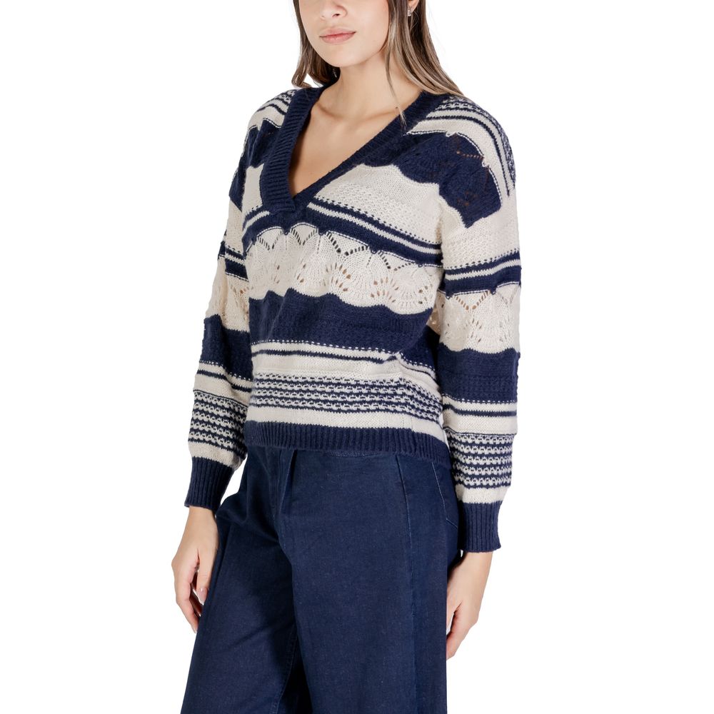 ICHI – Blauer Pullover aus recyceltem Polyester