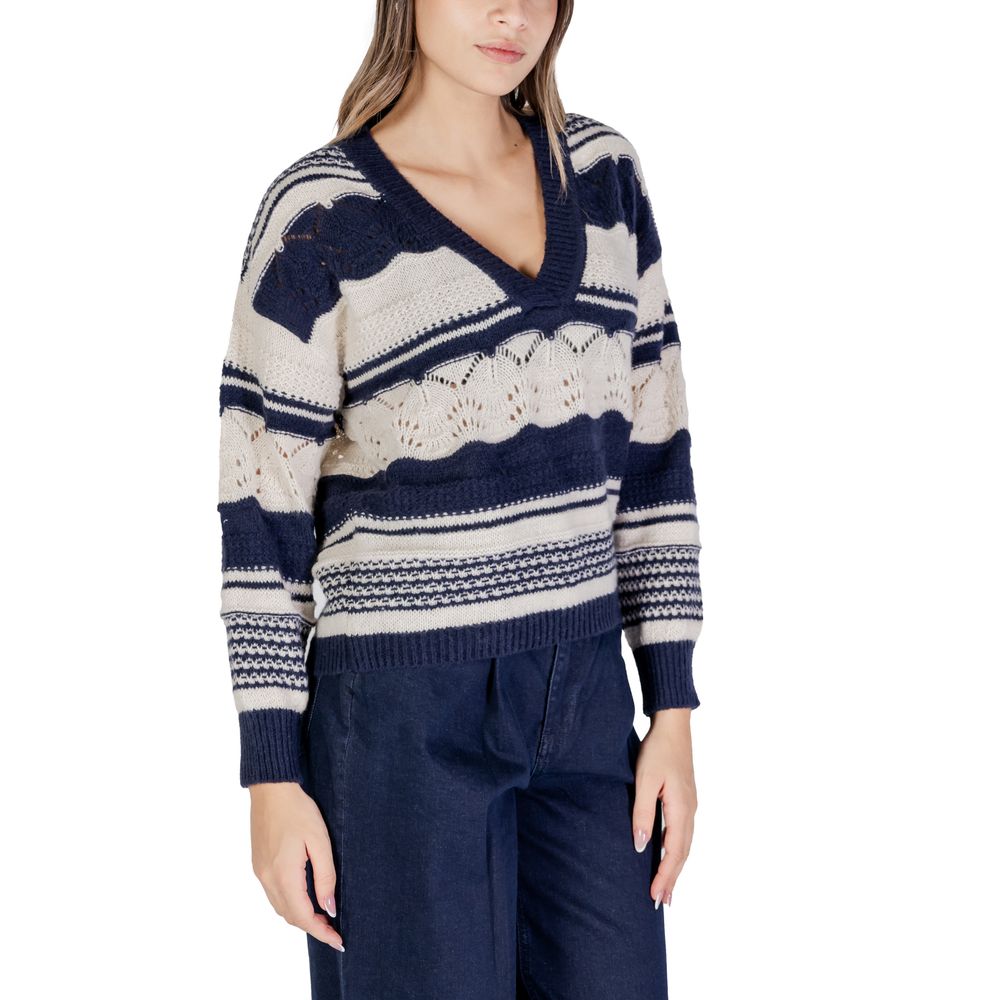 ICHI – Blauer Pullover aus recyceltem Polyester