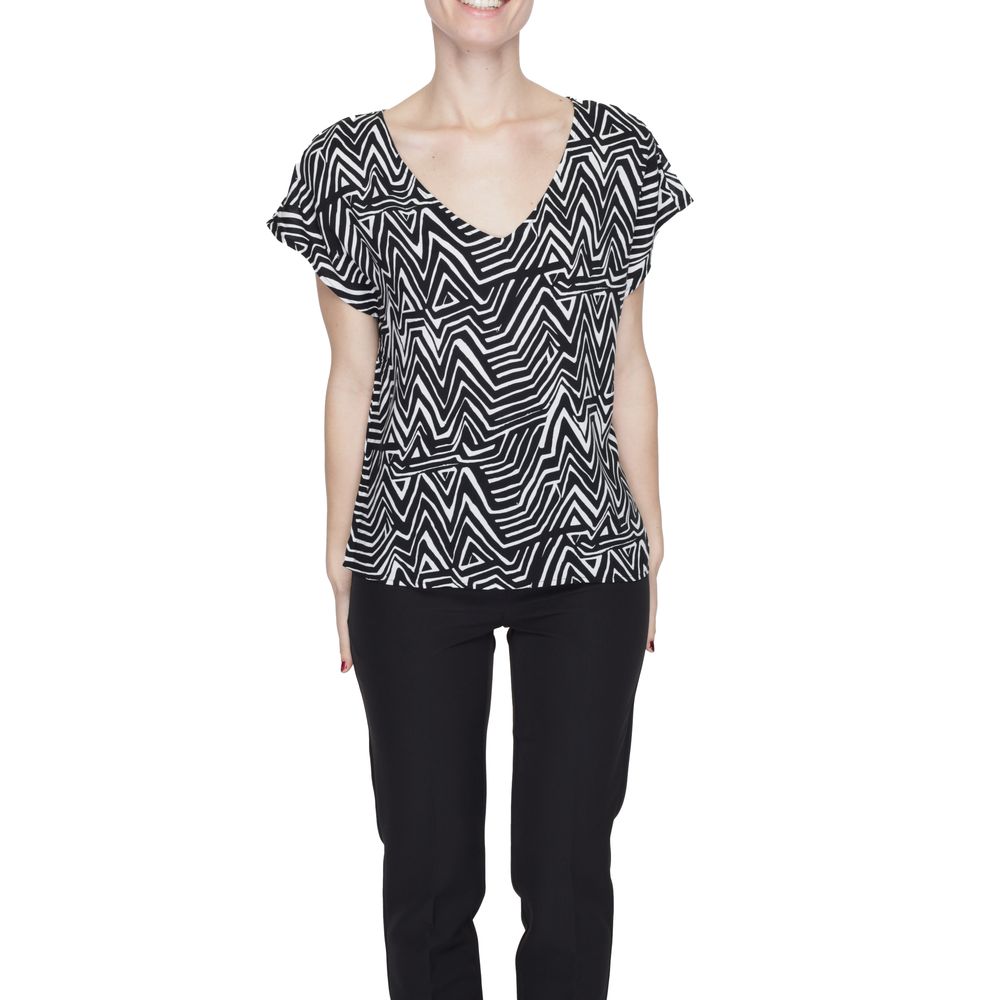 Jacqueline De Yong Black And White Viscose Tops & T-Shirt