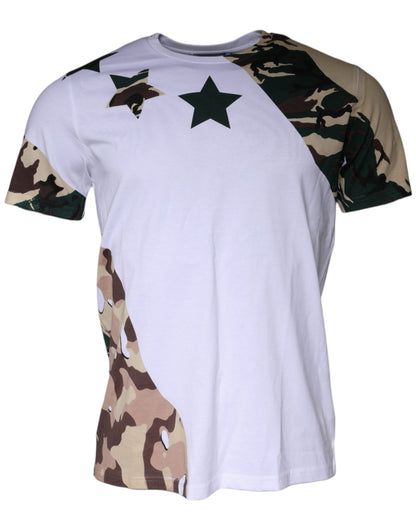 Dolce & Gabbana White Camouflage Stars Crew Neck T-shirt