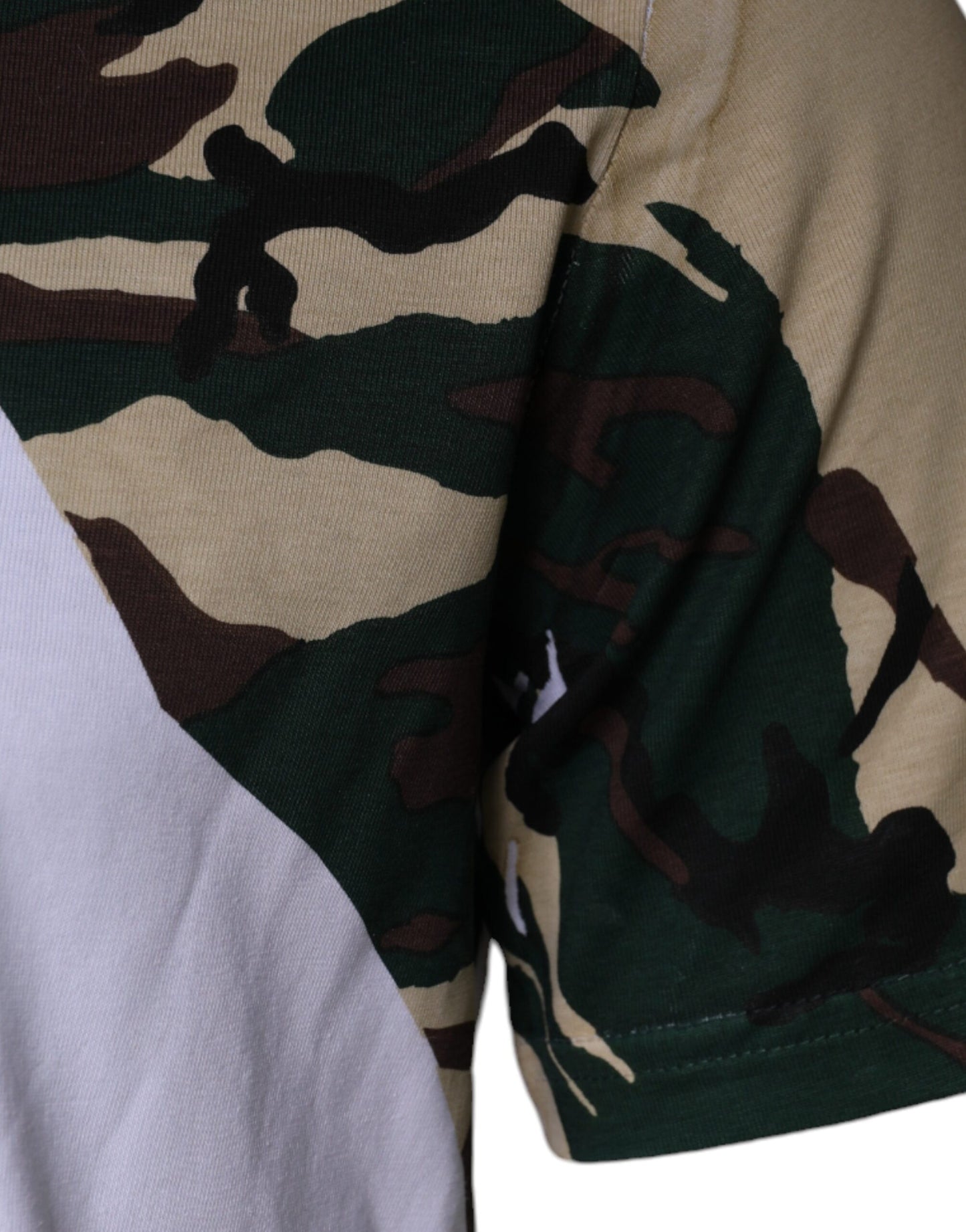 Dolce &amp; Gabbana – Weißes T-Shirt mit Rundhalsausschnitt und Camouflage-Sternen