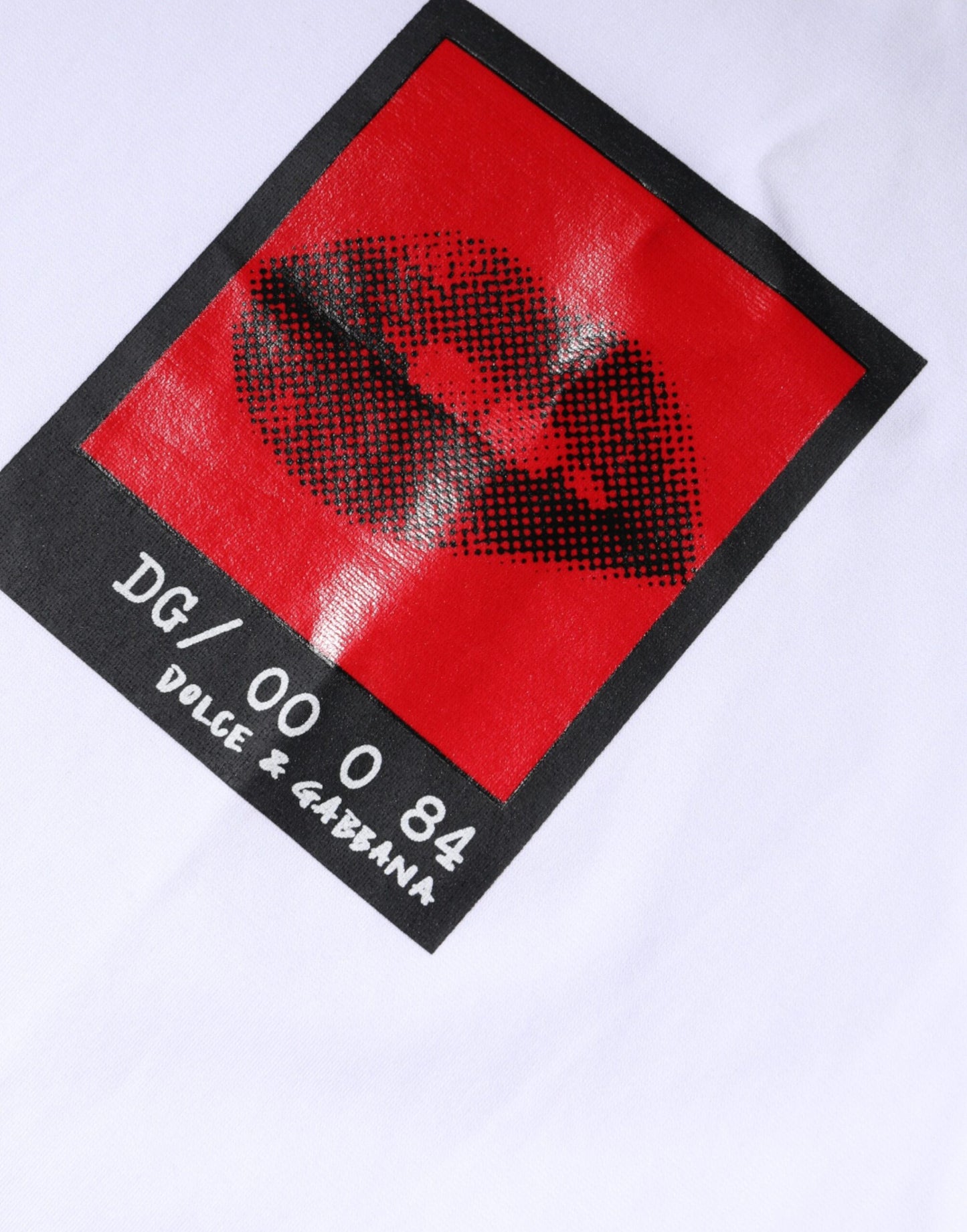 Dolce &amp; Gabbana Weißes Baumwoll-T-Shirt mit rotem Lippen-Print