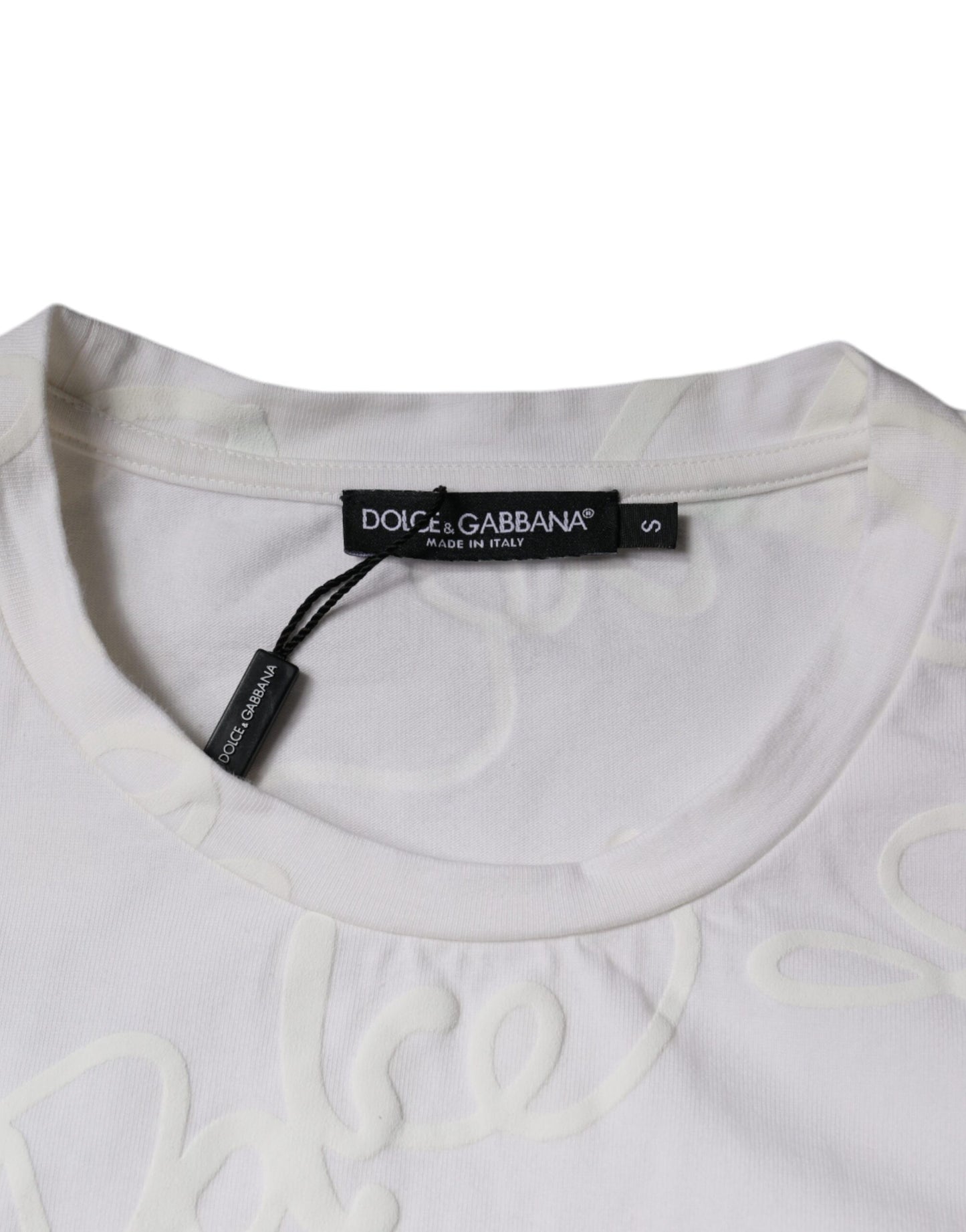 Dolce &amp; Gabbana – Weißes Baumwoll-T-Shirt mit Rundhalsausschnitt und Logo-Print