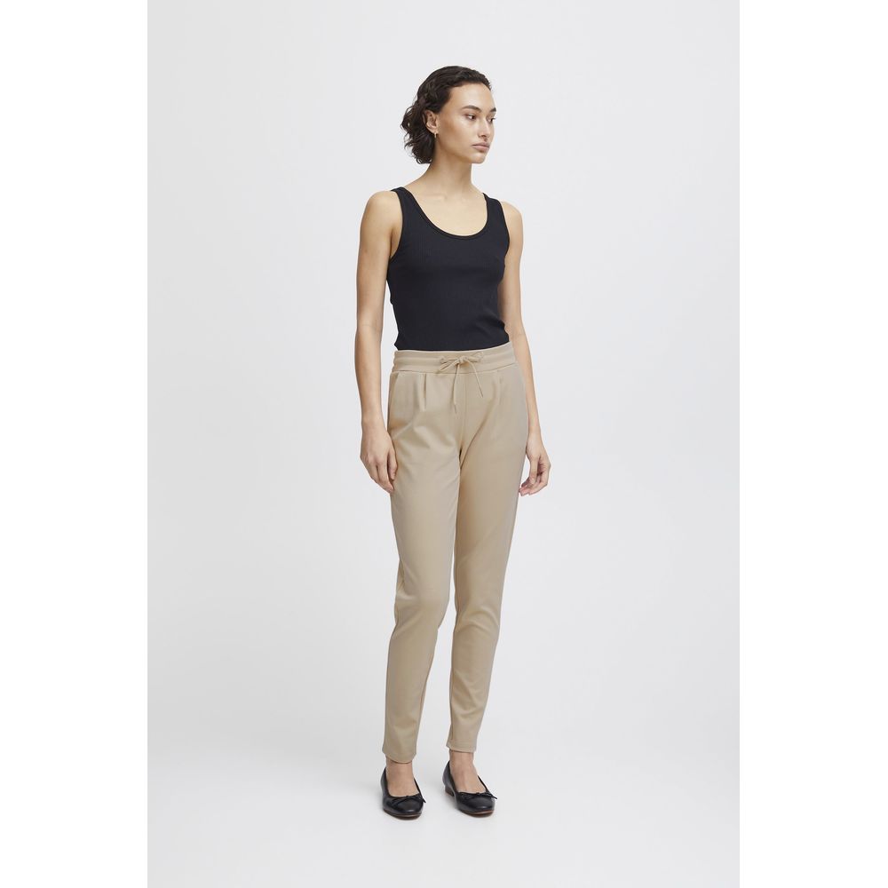 ICHI Beige Polyester Jeans &amp; Hose