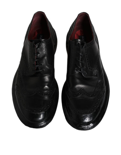 Dolce &amp; Gabbana – Formelle Derby-Schuhe aus schwarzem Leder mit Flügelkappe