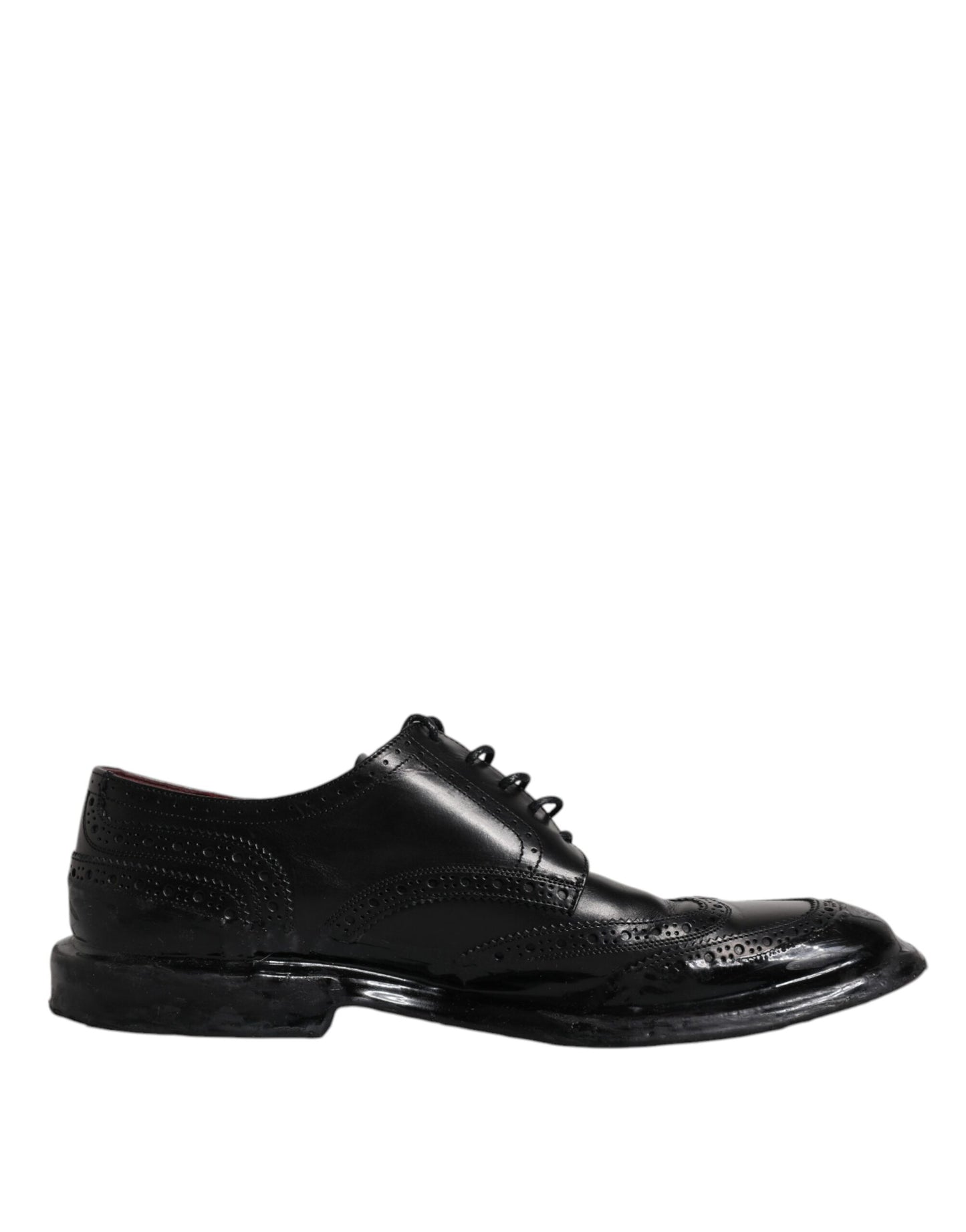 Dolce &amp; Gabbana – Formelle Derby-Schuhe aus schwarzem Leder mit Flügelkappe