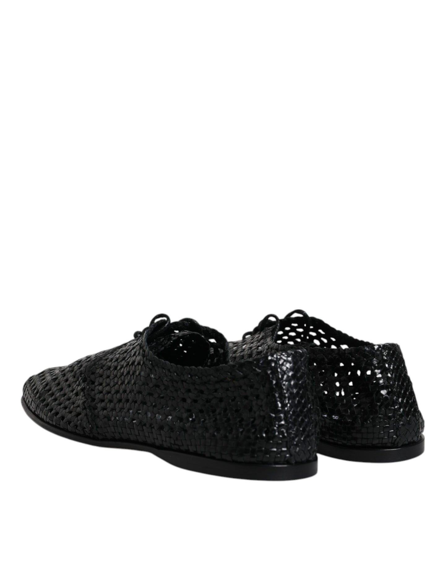 Dolce &amp; Gabbana – Lave Up – Derby-Schuhe aus gewebtem Leder in Schwarz