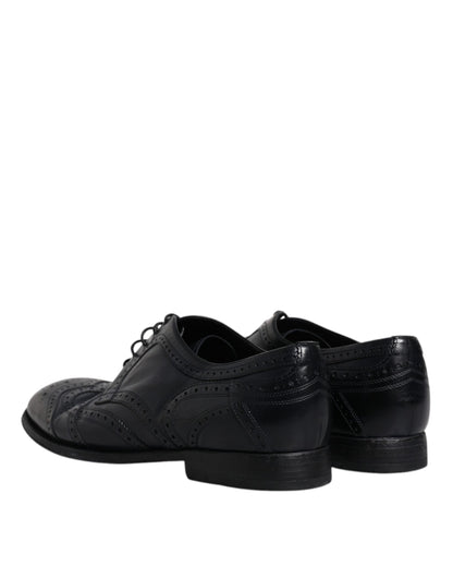 Dolce &amp; Gabbana – Formelle Derby-Schuhe aus blauem Leder mit Flügelkappe