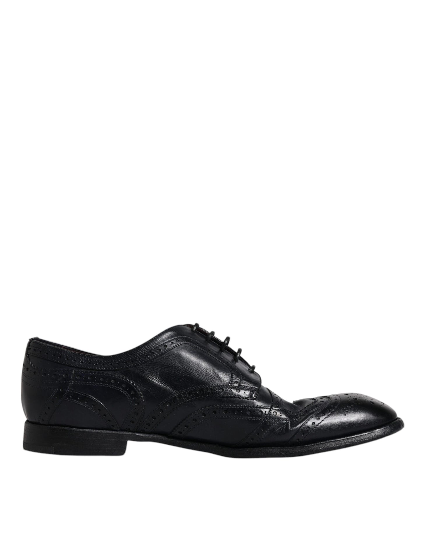 Dolce &amp; Gabbana – Formelle Derby-Schuhe aus blauem Leder mit Flügelkappe