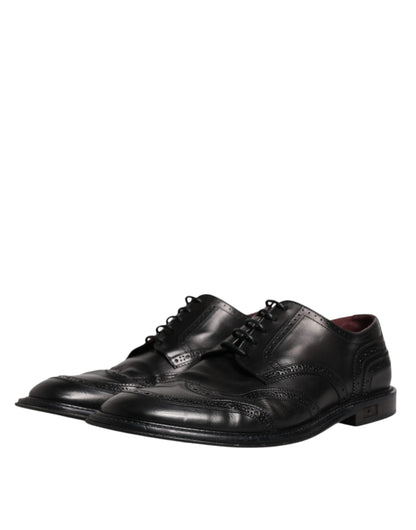 Dolce &amp; Gabbana – Formelle Derby-Schuhe aus schwarzem Leder mit Flügelkappe