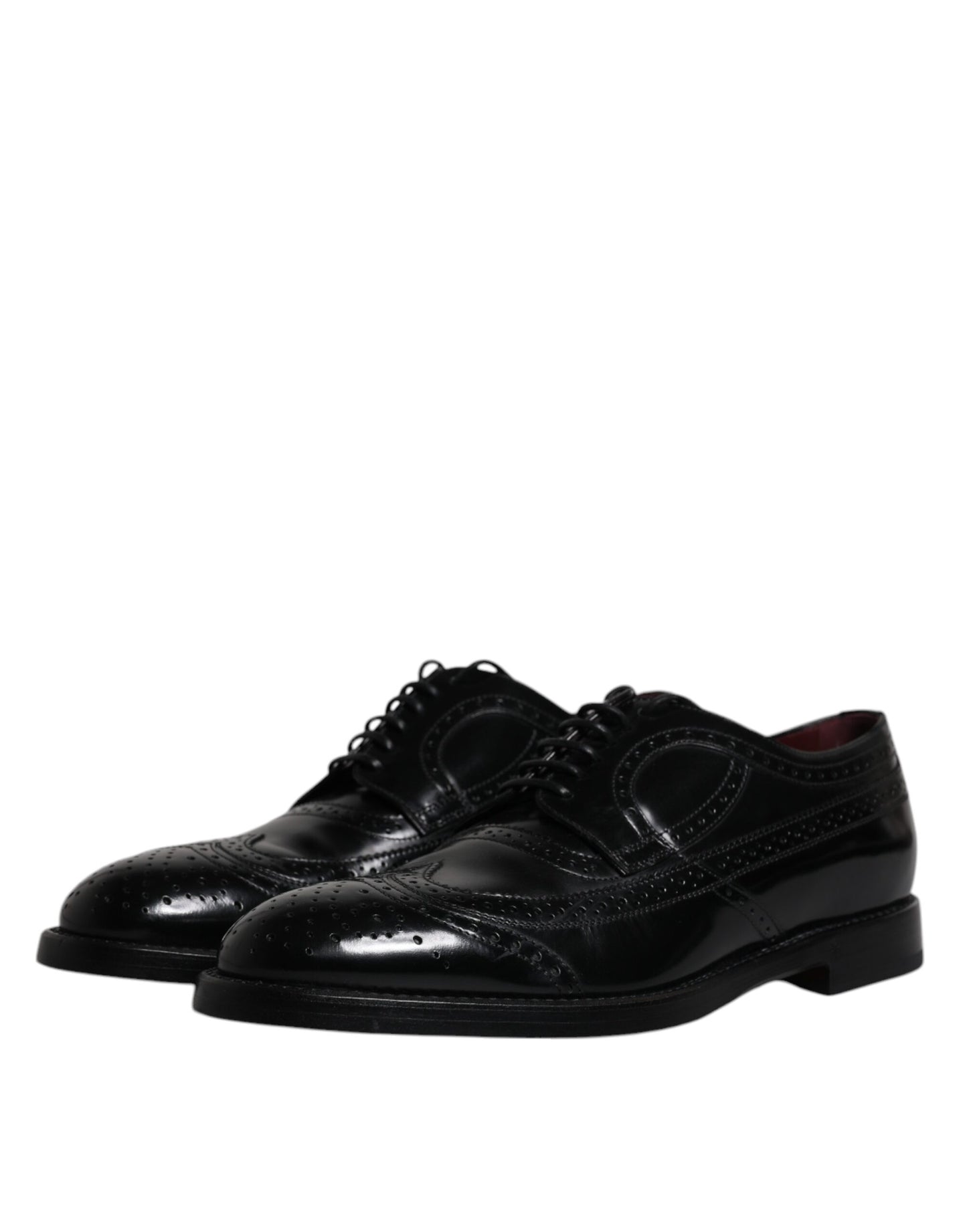 Dolce &amp; Gabbana – Formelle Derby-Schuhe aus schwarzem Leder mit Flügelkappe