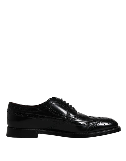 Dolce &amp; Gabbana – Formelle Derby-Schuhe aus schwarzem Leder mit Flügelkappe