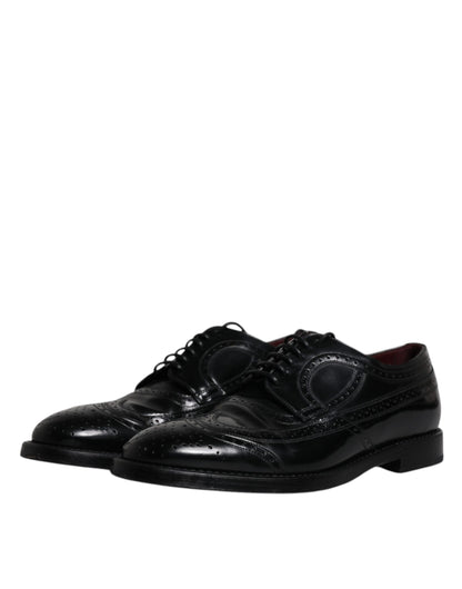 Dolce &amp; Gabbana – Formelle Derby-Schuhe aus schwarzem Leder mit Flügelkappe