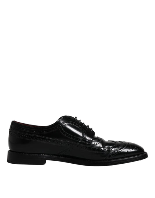 Dolce &amp; Gabbana – Formelle Derby-Schuhe aus schwarzem Leder mit Flügelkappe