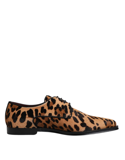 Dolce &amp; Gabbana – Formelle Derby-Schuhe für Herren in Braun mit Leopardenmuster