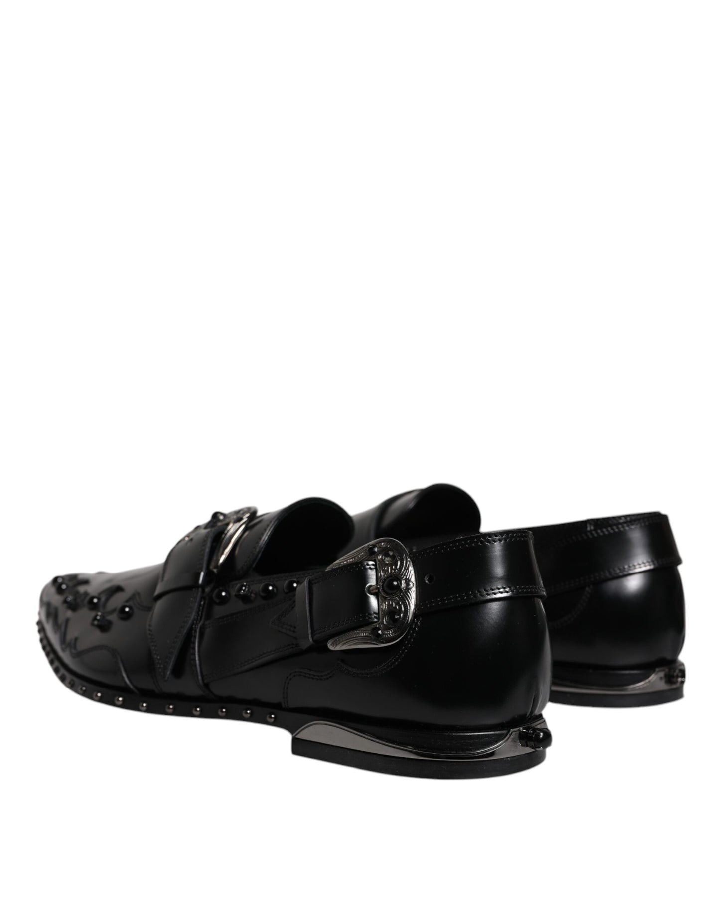 Dolce &amp; Gabbana – Schwarze Derby-Schuhe mit Monkstrap und Verzierung