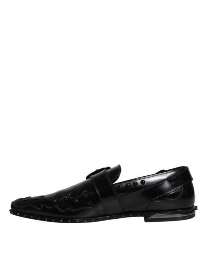 Dolce &amp; Gabbana – Schwarze Derby-Schuhe mit Monkstrap und Verzierung