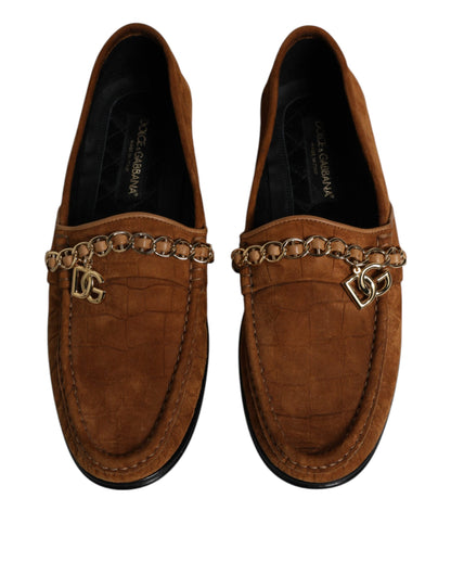 Dolce & Gabbana Brown Suede Leather Loafers Dress Shoes