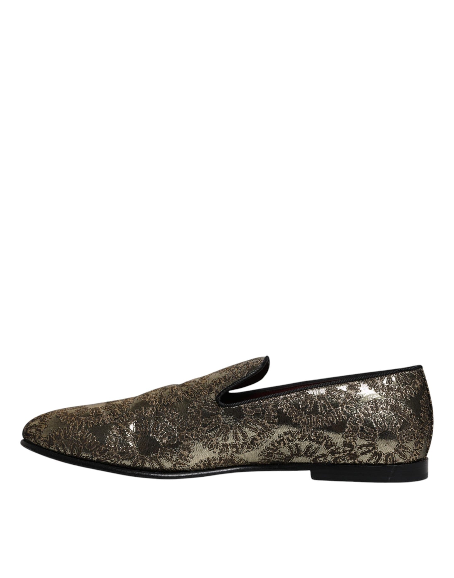 Dolce &amp; Gabbana Gold Jacquard Flats Männer Loafer Abendschuhe