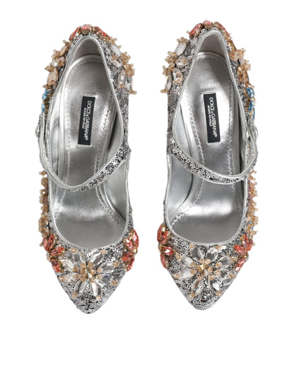 Dolce & Gabbana Silver Sequin Embellished Heels Pumps Shoes