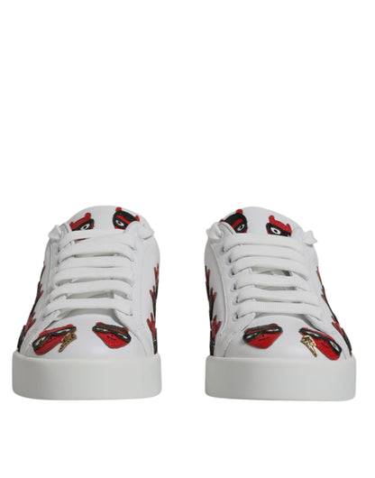 Dolce & Gabbana White Devil Face Portofino Sneakers Shoes