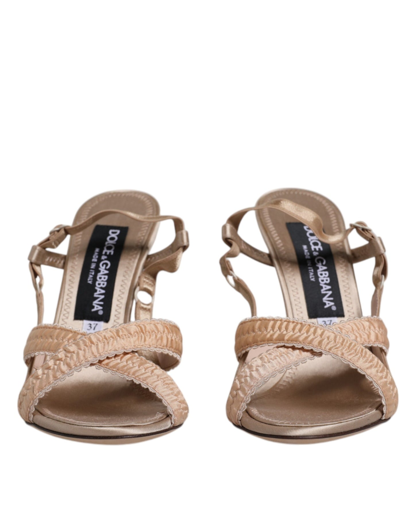 Dolce &amp; Gabbana – Keira – Sandalen mit Slingback-Absatz in Beige