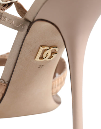 Dolce &amp; Gabbana – Keira – Sandalen mit Slingback-Absatz in Beige