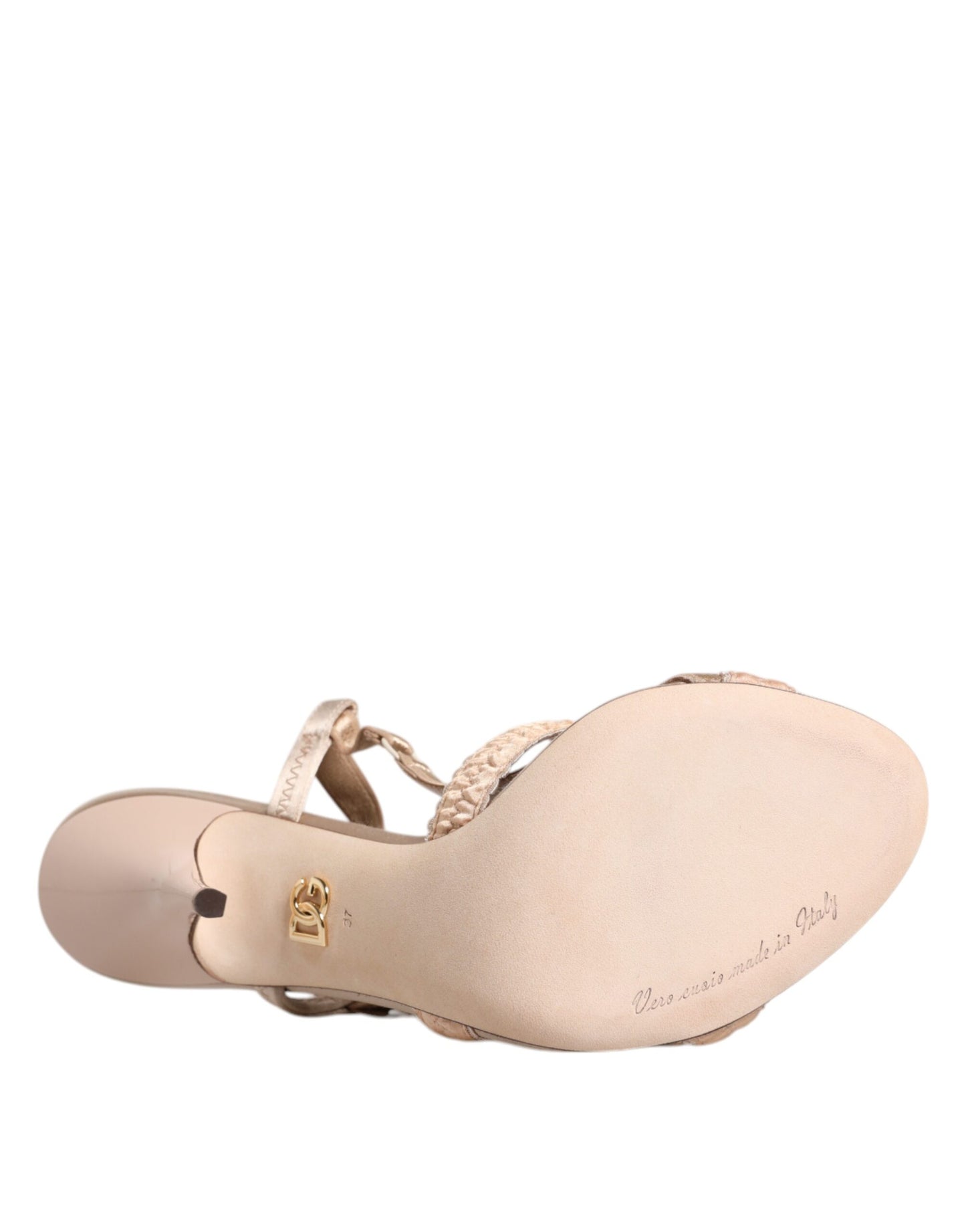 Dolce &amp; Gabbana – Keira – Sandalen mit Slingback-Absatz in Beige