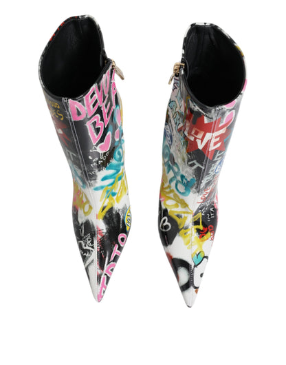 Dolce &amp; Gabbana – Keira – Stiefel mit halbhohem Schaft und mehrfarbigem Graffiti